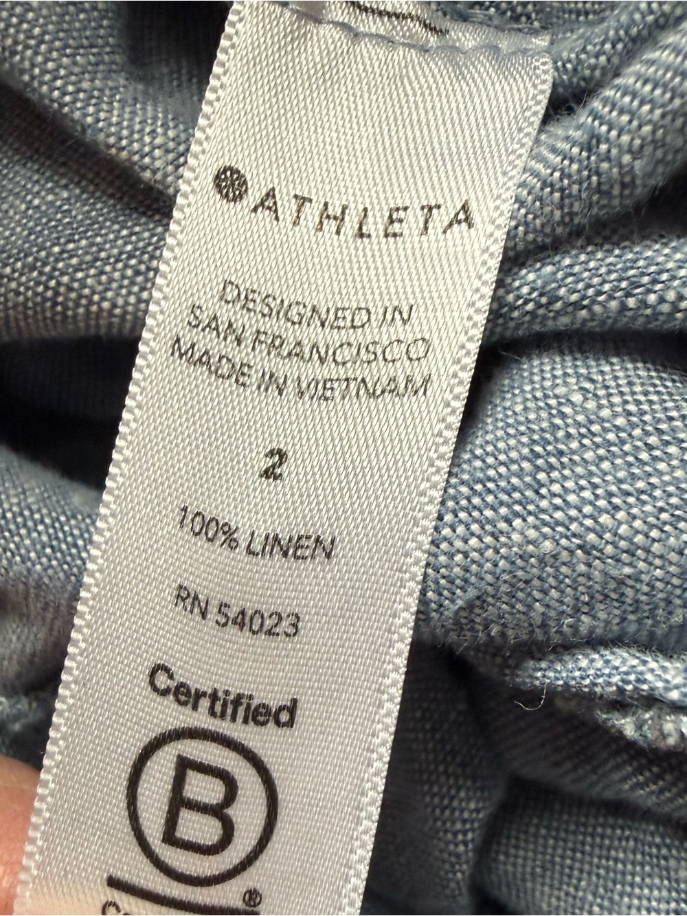 Athleta Cabo Linen Wide Leg Pant Chambray Blue Athleisure Casual Women’s Size 2 - Picture 11 of 12